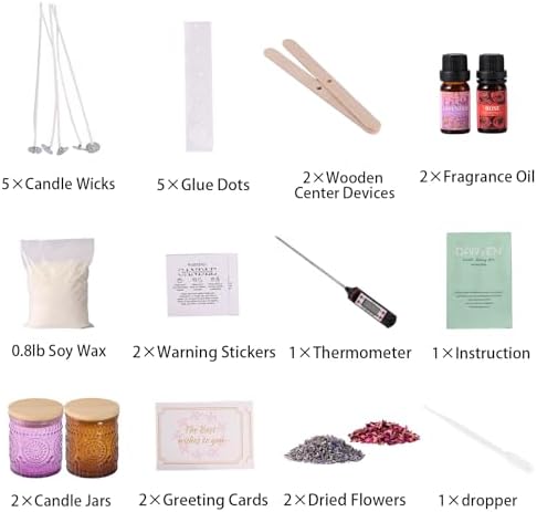 DARJEN Candle Making Kit for Beginners, 2 Jars Soy Wax Scented DIY Set - Image 2