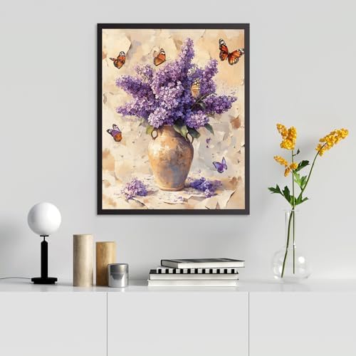 RICUVED Flowers Paint by Numbers for Adults, Vase Paint by Numbers Kit for Adults Beginners, Butterfly DIY Acrylic Oil Painting on Canvas Easy for Gift Home Wall Decor 16x20 Inch - Image 6