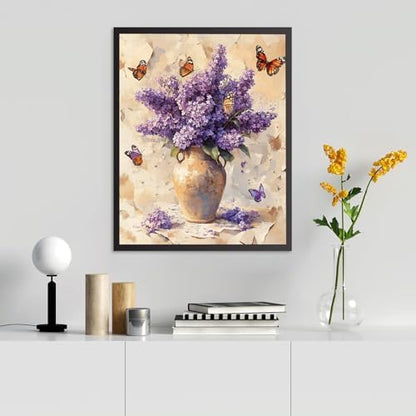 RICUVED Flowers Paint by Numbers for Adults, Vase Paint by Numbers Kit for Adults Beginners, Butterfly DIY Acrylic Oil Painting on Canvas Easy for Gift Home Wall Decor 16x20 Inch - Image 6