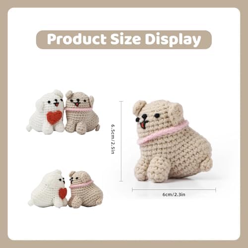 Hylvix Crochet kit for Beginners, Dog Puppy Animals Crochet kit, Learn to Crochet, with Step by Step Video, for Adults Kids, for Gifts, with Tutorials and Yarns, Hook, Accessories (Puppy) - Image 4
