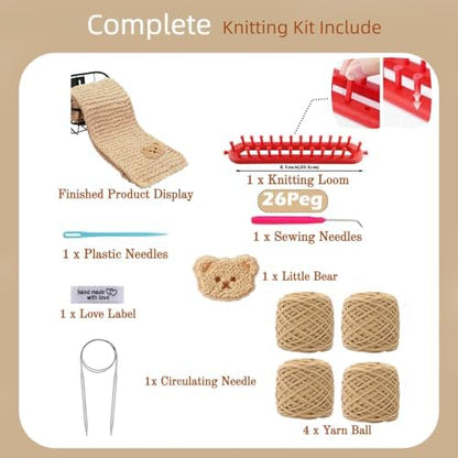 Yarniss Knitting Loom Kits，Knitting Scarf Kits with Khaki Yarn - Image 2