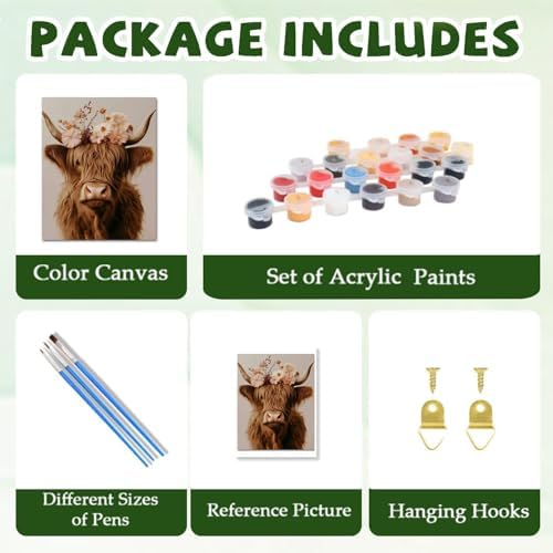 ICYANART Cow Paint by Numbers Kit for Adults, Adult Paint by Number Kits - Image 5