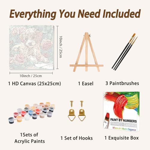 AUKELHJ Framed Paint by Numbers Kit for Adults, Dog, 10x10 inch - Image 5
