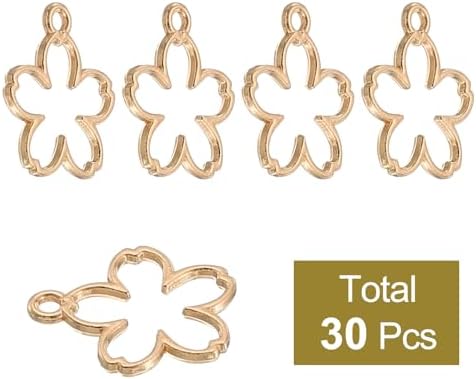 uxcell 30Pcs Alloy Open Bezel Pendants Open Back Hollow Frame Light Gold - Image 3