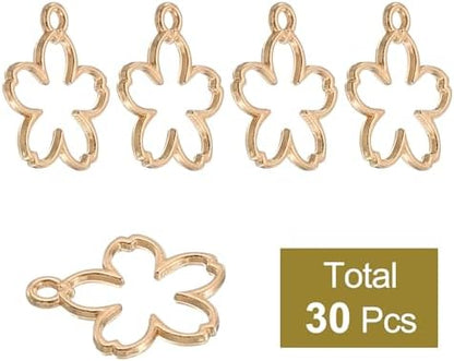 uxcell 30Pcs Alloy Open Bezel Pendants Open Back Hollow Frame Light Gold - Image 3