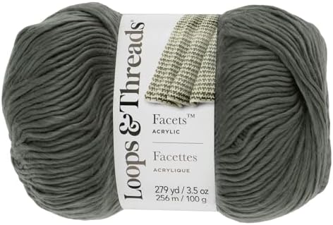 Loops & Threads Facets Yarn - Yarn for Knitting, Crochet, Weaving, and Arts & Crafts - Gray, Acrylic, 3.5 oz by LoopsThreads