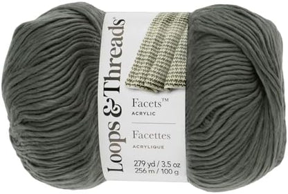 Loops & Threads Facets Yarn - Yarn for Knitting, Crochet, Weaving, and Arts & Crafts - Gray, Acrylic, 3.5 oz - Image 4