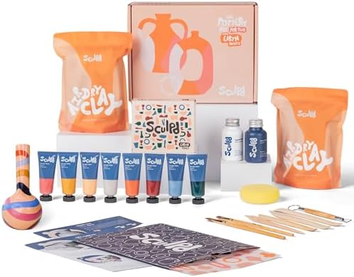 Sculpd Pottery Kit for Adults, Air Dry Clay with Tools, Earth Tones by Sculpd