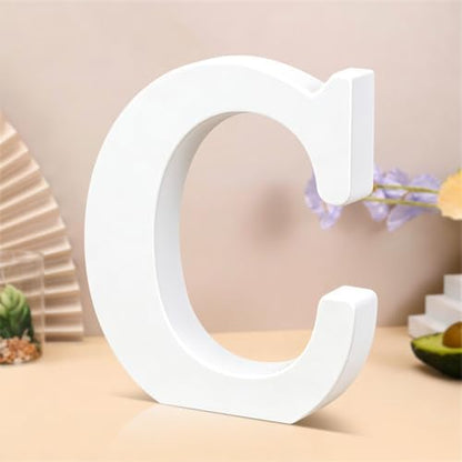 6 Inch White Wood Letters Unfinished Wooden Letters for Wall Decor Decorative Standing Letters Slices Sign Board Decoration for Craft Home Party Projects (C) by Unknown