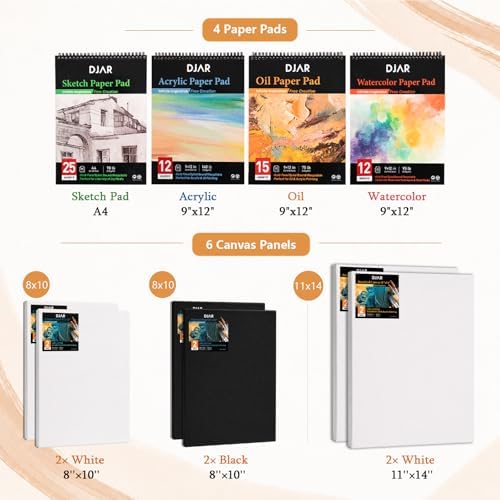 DJAR 174 Pcs All-in-One Art Painting Set with Beech Wood Easel - Image 5