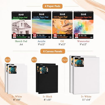 DJAR 174 Pcs All-in-One Art Painting Set with Beech Wood Easel - Image 5