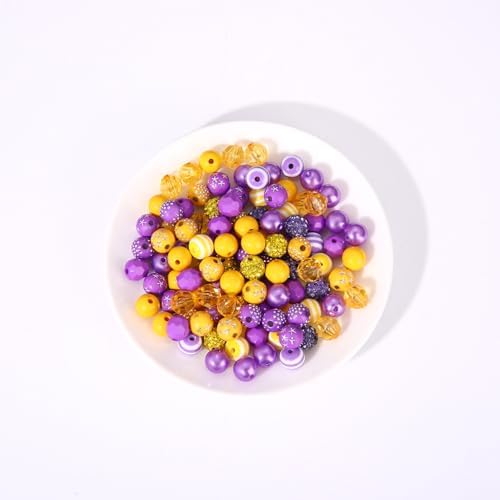 HSWE Game Day Beads for Bracelets Making Kit Heishi Clay Pearl Letter Assorted Round Bead Gold Spacer Beads Football Charms for DIY Bracelets Necklace Jewelry Making (Purple Yellow Game Day Kit) - Image 3