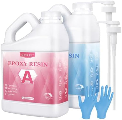 KISREL 1 Gallon Epoxy Resin Kit, No Yellowing Crystal Clear Resin for Art by KISREL