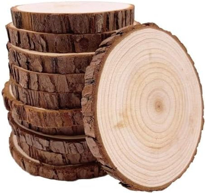 Unfinished Natural with Tree Bark Wood Slices 10 Pcs 4.2-4.7 inch Disc Coasters Wood Coaster Pieces Craft Wood kit Circles Crafts Christmas Ornaments DIY Crafts with Bark for Crafts Rustic Wedding by WilliamCraftCalifornia