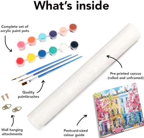 Clendo Paint by Numbers Kit for Adults Beginners, Spring Street Adult Paint by Numbers on Canvas, Acrylic Painting Crafts for Home Decor (16x20inch) - Image 7