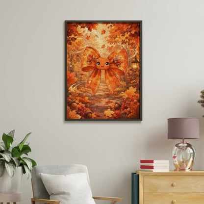 Paint by Numbers Kit for Adults Beginner Art Decor Orange Autumn Bow - Image 4