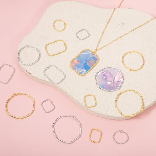 48 Pcs Alloy Open Back Bezel Pendants, 6 Styles Hollow Frame Pendants Ring for Resin Jewelry Making - Image 2