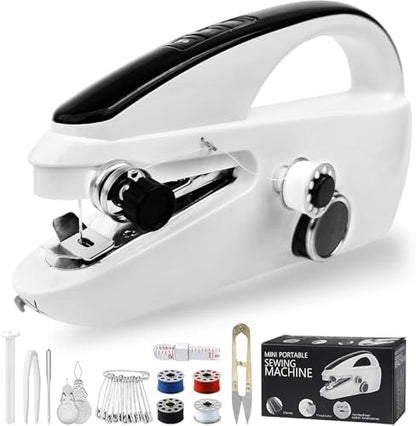 Hand Held Sewing Machines For Adults, Hand Held Sewing Machines for Hemming with Test Fabric(Not second-hand), Easy To Use Rechargeable Hand Sewing Machine for Beginners, Women(WHITE) by LUPOGRIGIO