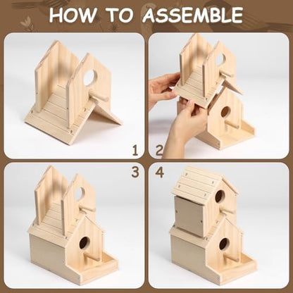 SainSmart Jr. Bird House 2-Story, Wooden Birdhouse Kids Woodworking Kit with Brushes and Paint - DIY Woodcraft Building Projects for Kids and Adults - STEM Teaching Tools, Ideal Gift for Boys & Girls - Image 3