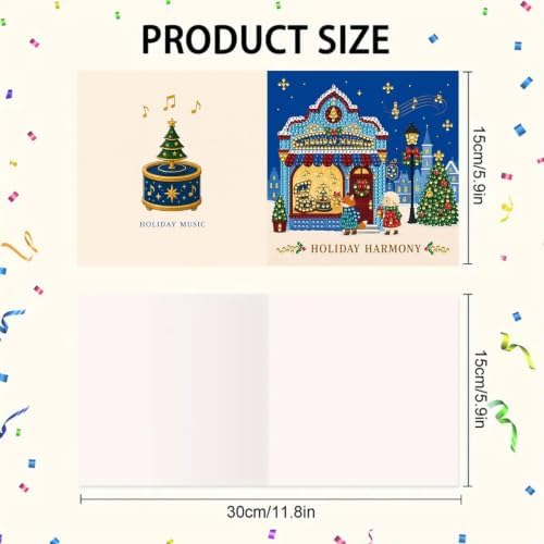 BAYUNOE 6Pcs Christmas Diamond Art Painting Greeting Card Kit with Envelope - Image 5