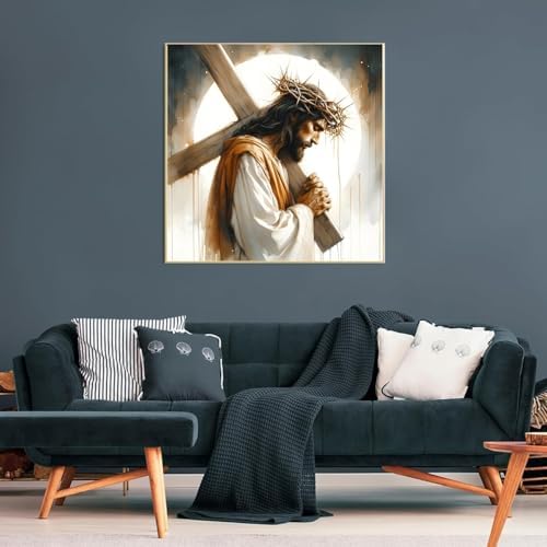 Jesus Stamped Cross Stitch Kits for Beginners Adults, Dimensions Needlepoint Art Crafts,Counted Cross Stitch Kits Embroidery Kits for Beginners Adults for Home Decor 13.8X13.8inch - Image 3