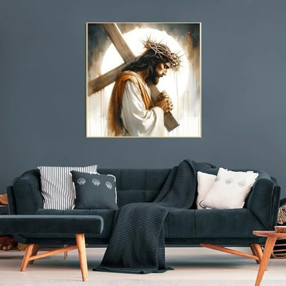 Jesus Stamped Cross Stitch Kits for Beginners Adults, Dimensions Needlepoint Art Crafts,Counted Cross Stitch Kits Embroidery Kits for Beginners Adults for Home Decor 13.8X13.8inch - Image 3