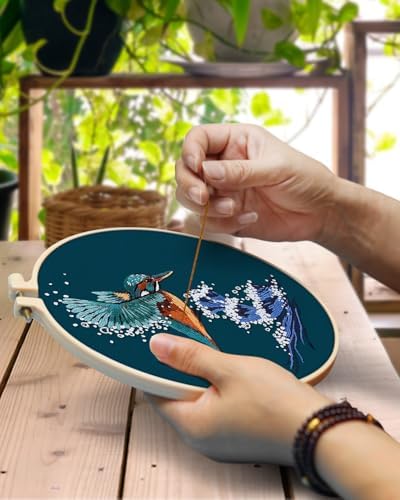 TINDTOP Embroidery Kit for Beginners Adult, Kingfisher Embroidery Kit for Beginners Include Embroidery Cloth Hoops Threads for Craft Lover Hand Stitch with Embroidery Skill Techniques - Image 4