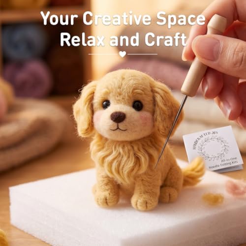 DIY Needle Felting Kit Cute Golden Retriever Puppy – Needle Felting Starter Kit with Fiber Roving, Needles, Felting Pad & Instructions | Felted Dog Kit for Beginners Adults | DIY Craft Gift - Image 7