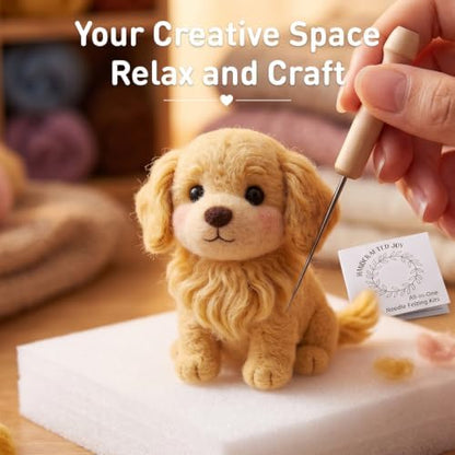 DIY Needle Felting Kit Cute Golden Retriever Puppy – Needle Felting Starter Kit with Fiber Roving, Needles, Felting Pad & Instructions | Felted Dog Kit for Beginners Adults | DIY Craft Gift - Image 7