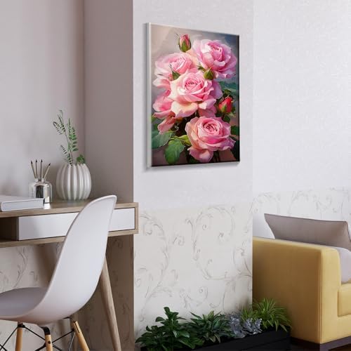 ATDMS Paint by Numbers Kit for Adults with Frame Flowers Paint by Numbers Kit with Easel DIY Adult Paint by Number Kits on Canvas Framed Floral Oil Painting Kits for Home Wall Decor 8x12 Inch - Image 7