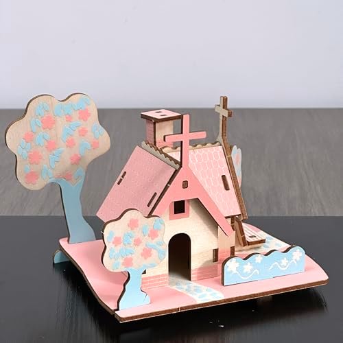 Log Cabin 3D Wooden House Puzzle,DIY Mini Building Model Kit，003 - Image 6