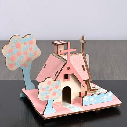 Log Cabin 3D Wooden House Puzzle,DIY Mini Building Model Kit，003 - Image 6