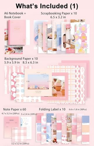 JOYCHOIC 348 Pcs Pink Scrapbook Supplies Kit, Dessert Junk Journal, Scrapbooking and Journaling Materials, Large Aesthetic Collection for Women, Stationery Arts Craft, Adults Daily - Image 3