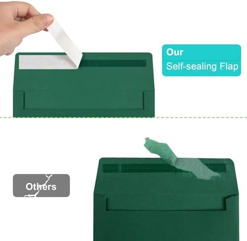 70 Packs of Invitation Envelopes, A2 Dark Green Postcard Envelopes for 4.5x5.5 Cards for Invitations, Self Seal for Photos RSVP, Greeting Cards - Image 3