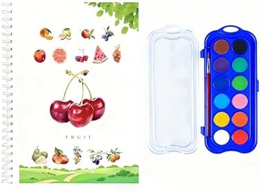 Watercolor Workbook，Water Paint Adult Set，Easy Coloring Book,Beautiful Paintings for Beginner (Fruit - Album) (Fruit - 12 Colors) by Unknown