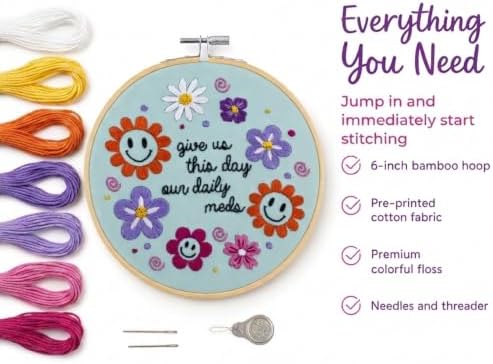 FUNATIC Give Us This Day Our Daily Meds Funny Embroidery Kit for Adults - Image 4