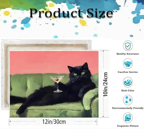 Cat Paint by Numbers Kit for Adults,Retro Paint by Number With Frame - Image 4