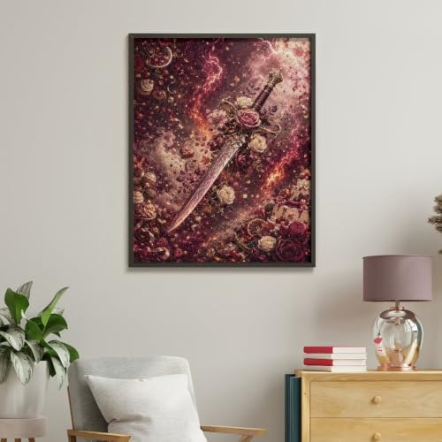 Bozfoxa Paint by Numbers Kit for Adults Beginner Retro Rose Sword - Image 4