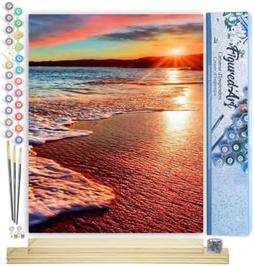 Figured'Art Paint by Numbers Kit for Adults Sea Foam 16"x20" - Craft Art Painting Rolled Canvas with DIY Wooden Frame by FiguredArt