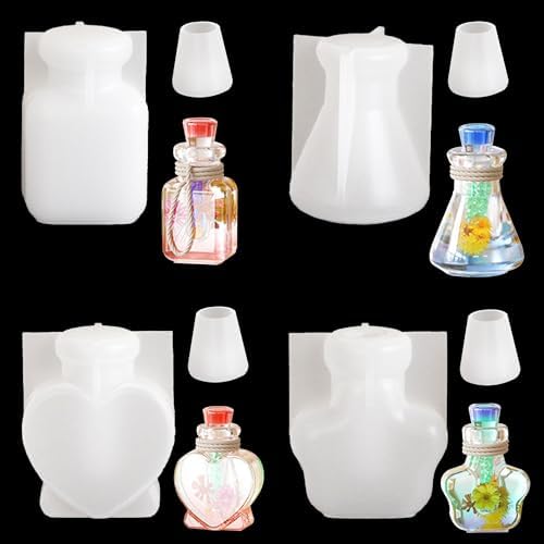 4 PCS Shaker Bottle Resin Molds Bottle Resin Quicksand Molds Silicone Bottle Silicone Molds for DIY Keychain Pendant by Attuslla
