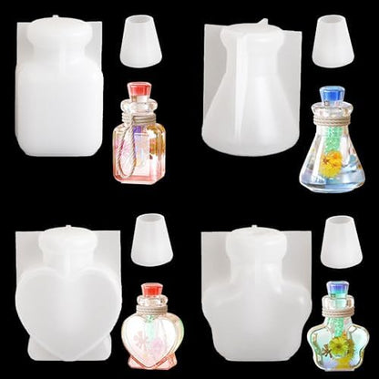 4 PCS Shaker Bottle Resin Molds Bottle Resin Quicksand Molds Silicone Bottle Silicone Molds for DIY Keychain Pendant by Attuslla