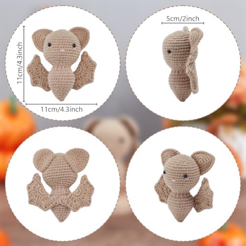 ORIGACH 6 Set Halloween Bat Crochet Kit for Beginners, DIY Cute Amigurumi Yarn Set with Video Guide, Yarn & Tools, Complete Crochet Starter Pack, Crocheting Gifts for Halloween Decor - Image 3