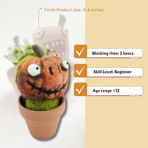Woolbuddy Needle Felting Starter Kit (Pumpkin) for Adults with Tool & Guide - Image 5