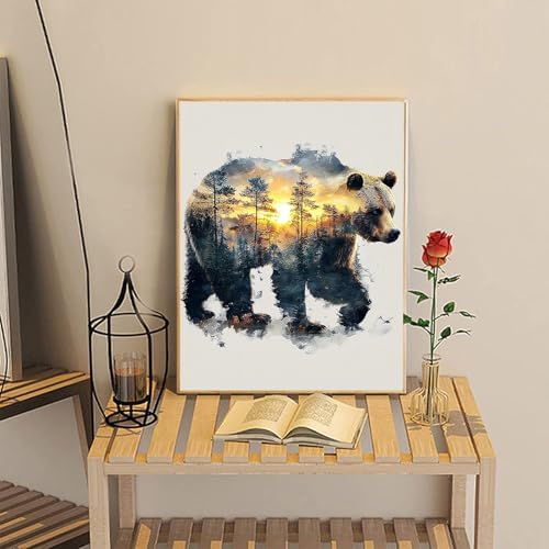 NZNANCHU Paint by Number for Adult,DIY Animal Painting Kits for Adults,Color by Numbers,Bear Paint by Number Canvas Crafts Watercolor for Beginners Hoom Decor (Bear) - Image 7