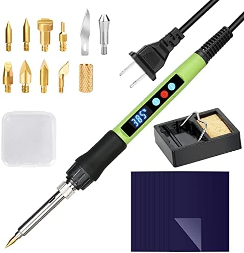 Wood Burning kit, 100W Professional WoodBurning Pen Tool, DIY Creative Tools with LED Display Adjust Temp Switch 180~500℃,Wood Burner for Embossing,Carving,Pyrography,Suitable for Beginners,Adults by Foxgor