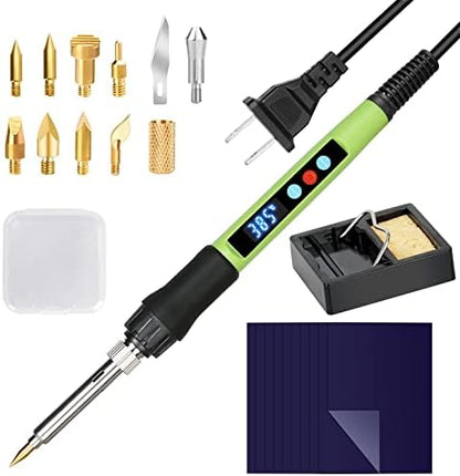 Wood Burning kit, 100W Professional WoodBurning Pen Tool, DIY Creative Tools with LED Display Adjust Temp Switch 180~500℃,Wood Burner for Embossing,Carving,Pyrography,Suitable for Beginners,Adults by Foxgor