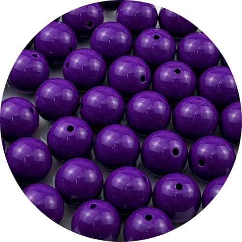 40pcs Acrylic Round Beads for Crafts 16mm Resin Candy Color Spacer Beads with Hole for Jewelry Making Sewing Crafts Decoration Necklaces Bracelets Earrings Supplies(Dark Purple) by Unknown