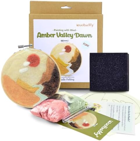 Woolbuddy Wool Painting Felting Hoop Kit (Amber Valley) for Beginner Adults by Woolbuddy