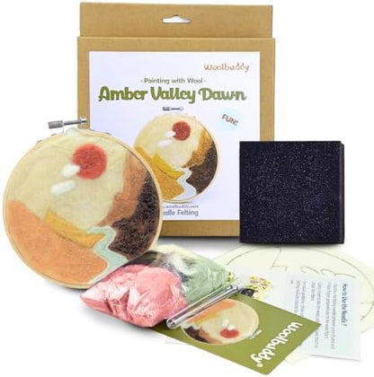 Woolbuddy Wool Painting Felting Hoop Kit (Amber Valley) for Beginner Adults by Woolbuddy