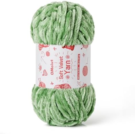 100g Fluffy Velvet Chenille Yarn for Crocheting and Knitting, 80m (87.5yd) Baby Yarn for Crocheting Soft, Crochet Chunky Yarns Amigurumi Yarns (Avocado Green) by OMoiut